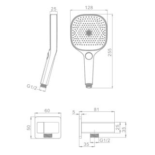 Лейка для душа с держателем и шлангом Raglo R476.40 хром